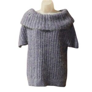 Fantasie Terrens Periwinkle Cowl Neck Cap Sleeve Mohair Sweater LG